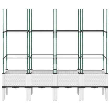 Градински сандък с пергола, бял, 160x40x142,5 см, PP