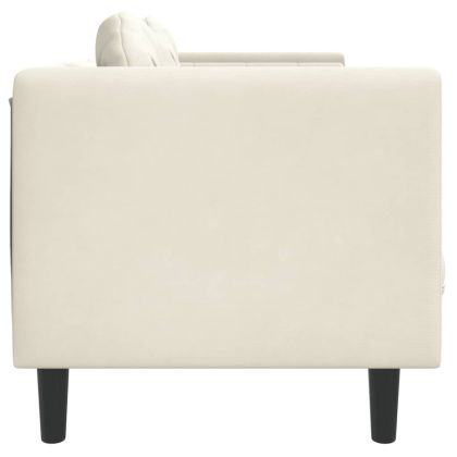 Диван с възглавници, 3-местен, кремав, кадифе