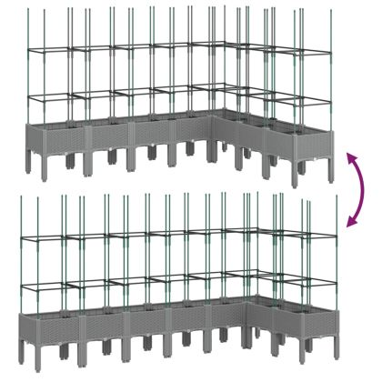 Градински сандък с пергола, светлосив, 200x160x142,5 см, PP