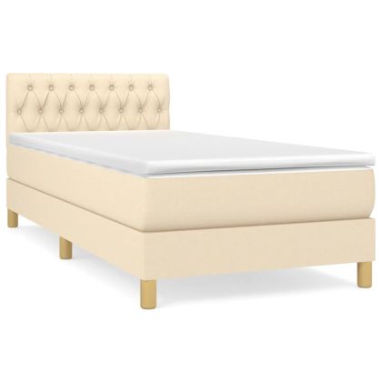 Боксспринг легло с матрак, кремава, 90x190 см, плат