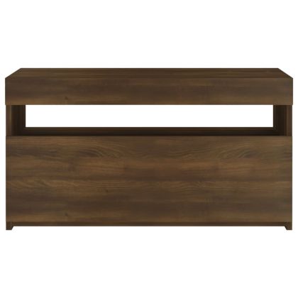 ТВ шкаф с LED осветление, кафяв дъб, 75x35x40 см