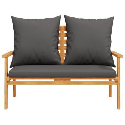 Градински лаундж комплект с възглавници, 4 части, масив акация