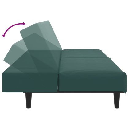 Комплект дивани от 2 части, тъмнозелен, кадифе