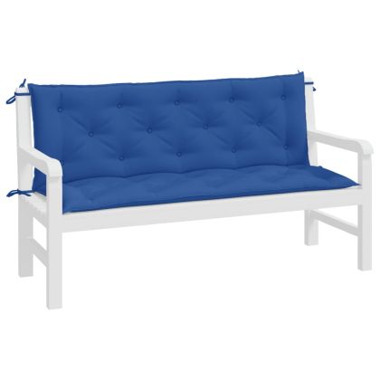 Възглавници за градински пейки 2 бр синьо 150x50x7 см плат