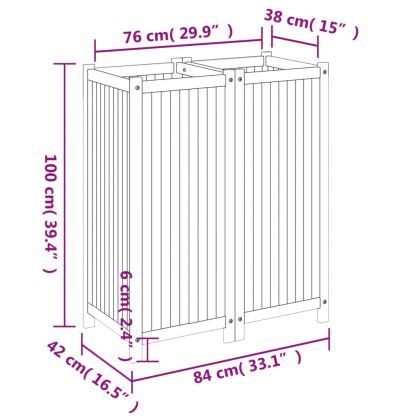 Градинска кашпа с вложка 84x42x100 см масивна акация