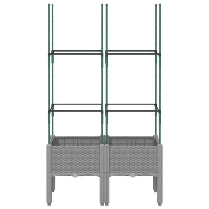 Градински сандък с пергола, светлосив, 80x40x142,5 см, PP