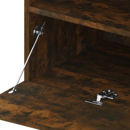 ТВ шкаф с LED осветление, опушен дъб, 75x35x40 см