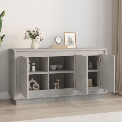 Сайдборд, бетонно сив, 102x35x55 см, инженерно дърво