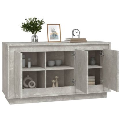 Сайдборд, бетонно сив, 102x35x55 см, инженерно дърво