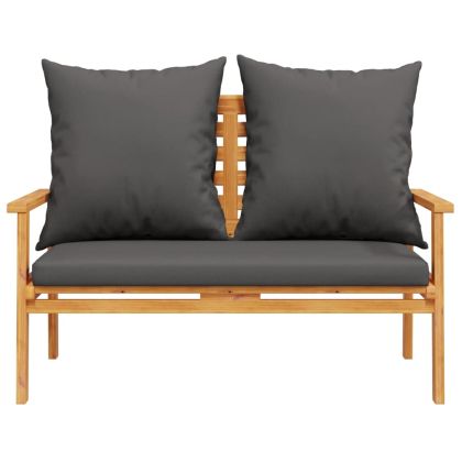 Градински лаундж комплект с възглавници, 3 части, акация масив