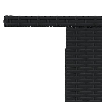 Градинска маса със стъклен плот черен 100x55x73 см полиратан