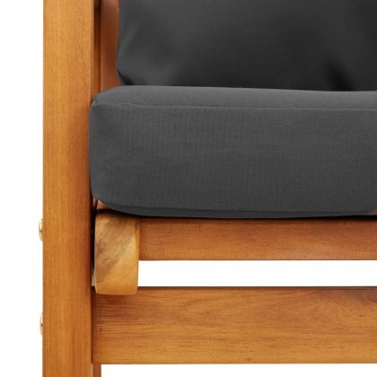 Градински лаундж комплект с възглавници, 5 части, акация масив