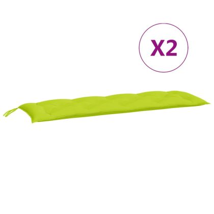 Възглавници за градински пейки 2 бр Яркозелени 150x50x7 см плат