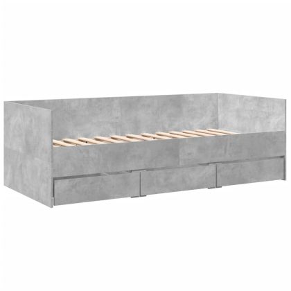 Дневно легло с чекмеджета, без матрак, бетонно сив, 100x200 см