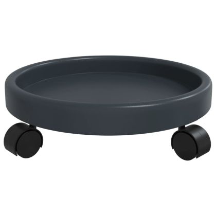 Поставки за цветя с колелца, 2 бр, сиви, диаметър 34 см, 35 кг