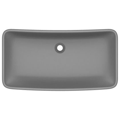 Луксозна правоъгълна мивка матово тъмносива 71x38 см керамика