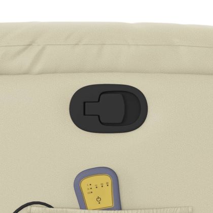 Изправящ масажен реклайнер стол, кремав, изкуствена кожа