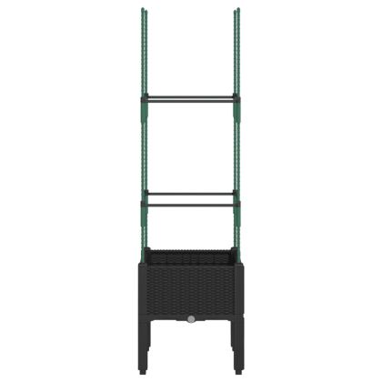 Градински сандък с пергола, черен, 40x40x142,5 см, PP