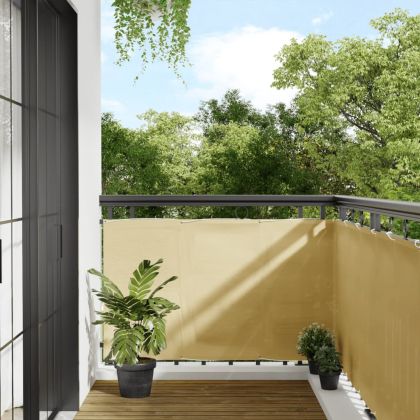 Балконски параван пясъчен 90x400 см 100% полиестер оксфорд