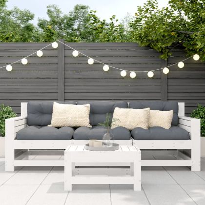 Градинска табуретка, бяла, 62x30x32 см, бор масив