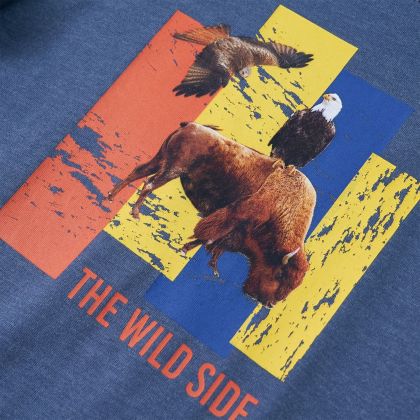 Детска тениска с дълъг ръкав, син меланж, 140