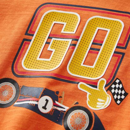 Детска тениска с дълъг ръкав, тъмнооранжева, 116