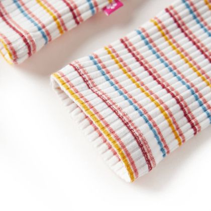 Детска тениска с дълги ръкави, ниска яка, екрю, 128