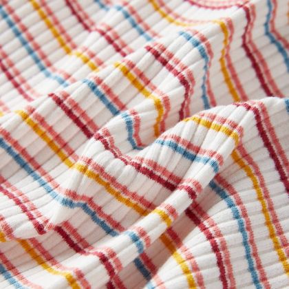 Детска тениска с дълги ръкави, ниска яка, екрю, 128