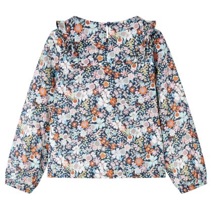 Детска риза с дълъг ръкав, тъмносиньо, 128