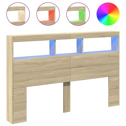 Табла шкаф с LED, сонома дъб, 160x17x102 см