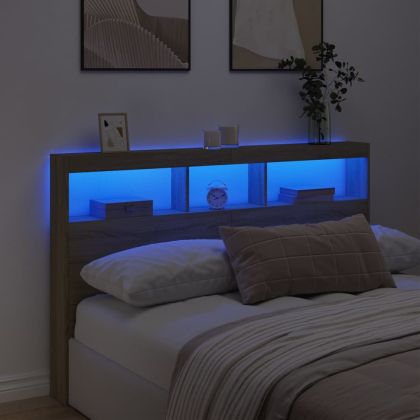 Табла шкаф с LED, сонома дъб, 160x17x102 см