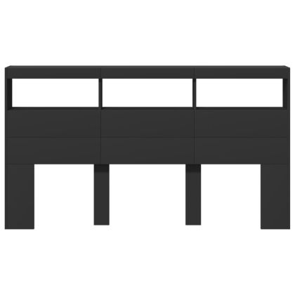 Табла шкаф с LED, черен, 180x17x102 см