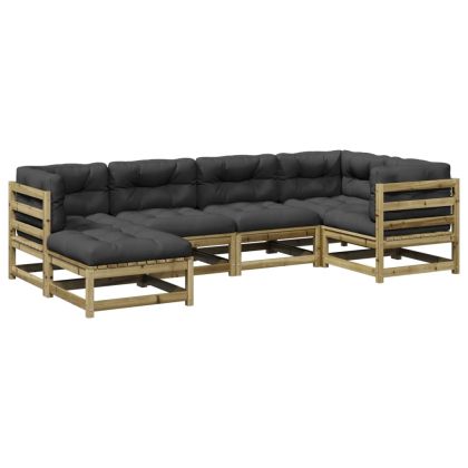 Градински комплект 6 части с възглавници импрегниран бор