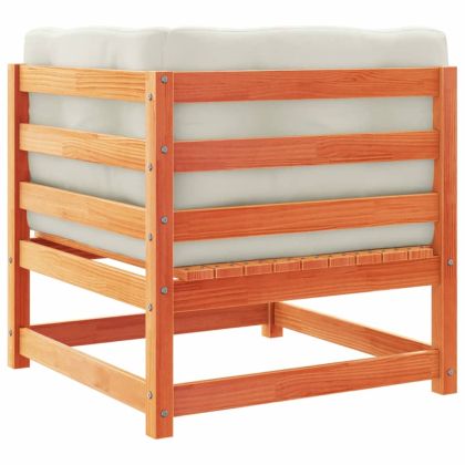 Градински комплект диван с възглавници, 9 части, восъчнокафяв