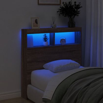 Табла шкаф с LED, кафяв дъб, 100x17x102 см