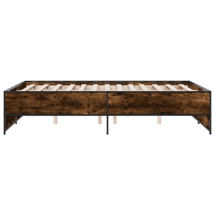 Рамка за легло, опушен дъб, 140x190 см, инженерно дърво и метал