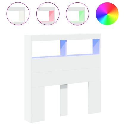 Табла шкаф с LED, бял, 100x17x102 см