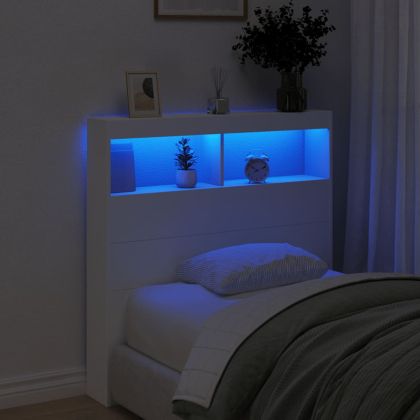 Табла шкаф с LED, бял, 100x17x102 см