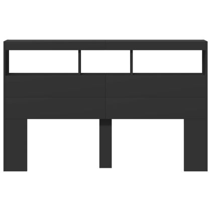 Табла шкаф с LED, черен, 160x17x102 см