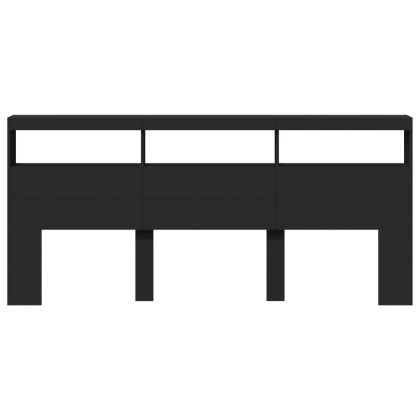 Табла шкаф с LED, черен, 220x17x102 см