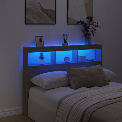 Табла шкаф с LED, сонома дъб, 140x17x102 см