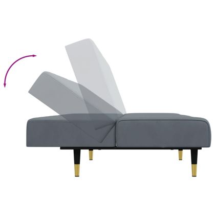 Комплект дивани от 2 части, тъмносиво, кадифе