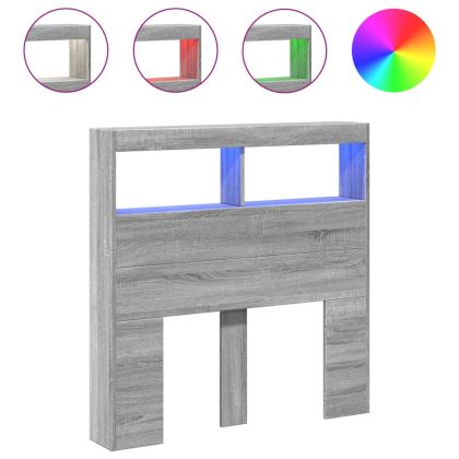 Табла шкаф с LED, сив сонома, 100x17x102 см