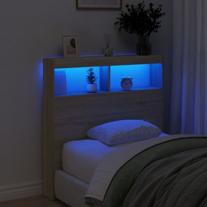 Табла шкаф с LED, сонома дъб, 100x17x102 см