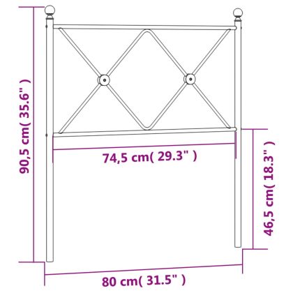 Метална резервна табла за легло, бяла, 75 см