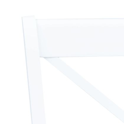 Трапезен комплект от 5 части, масивна каучукова дървесина, бял