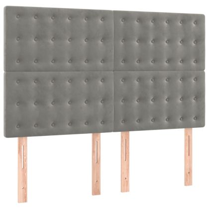 Табла за легло, светло сива, 144x5x118/128 см, кадифе