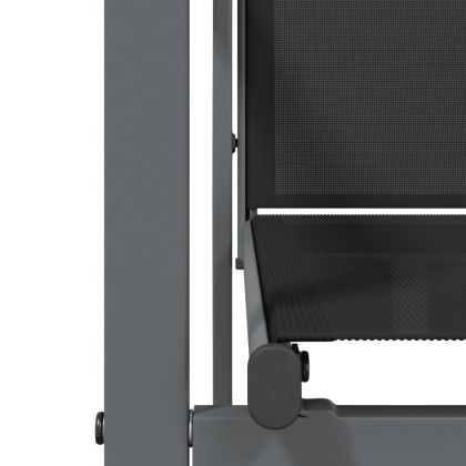 Градински трапезен комплект 7 части черен текстилен и стомана