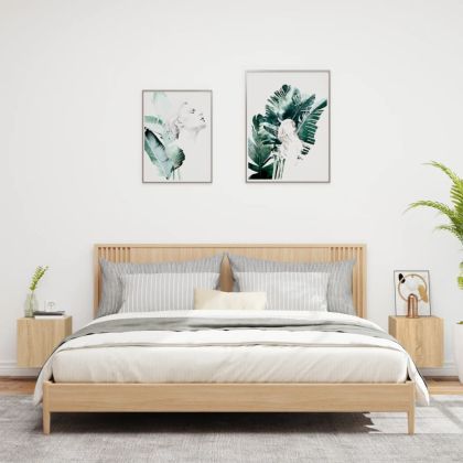 Стенни ТВ шкафове с LED лампи, 2 бр, сонома дъб, 30,5x35x30 см