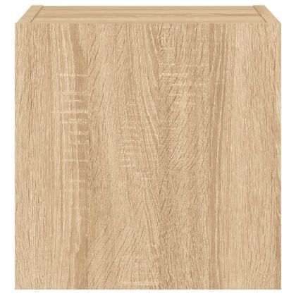 Стенни ТВ шкафове с LED лампи, 2 бр, сонома дъб, 30,5x35x30 см